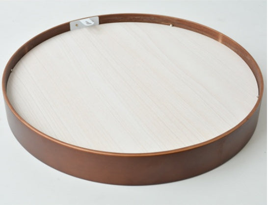 Runder Holz-Wandspiegel in Walnuss-Optik